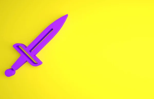 Fioletowy Sztylet Ikona Izolowane Żółtym Tle Ikona Noża Miecz Ostrym — Zdjęcie stockowe