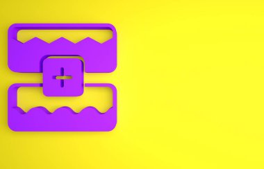 Mor Müzik Dalga Dengeleyici simgesi sarı arkaplanda izole edildi. Ses dalgası. Ses dijital dengeleyici teknolojisi, konsol paneli, nabız müzikali. Minimalizm kavramı. 3 Boyutlu resimleme.