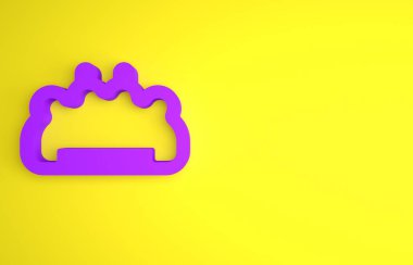 Mor pirinç muşta ikonu sarı arkaplanda izole edilmiş. Minimalizm kavramı. 3 Boyutlu resimleme.