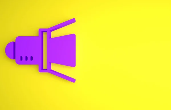 Фіолетовий Фільм Прожектор Значок Ізольований Жовтому Тлі Світловий Ефект Сцена — стокове фото