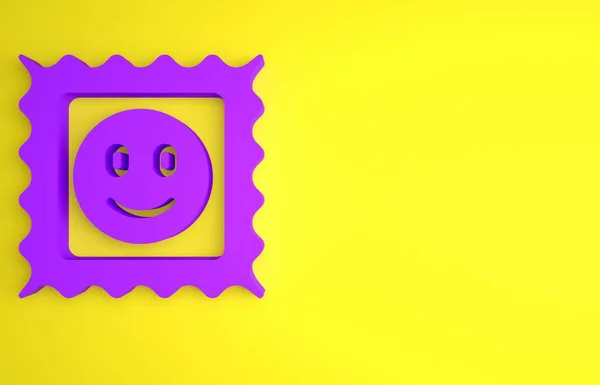 Purple Lsd Acid Mark Icon Isolated Yellow Background Acid Narcotic — Stock Photo, Image