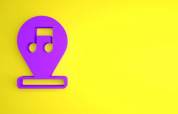 Purple Music Note Tón Ikony Izolované Žlutém Pozadí Minimalismus Vykreslování — Stock fotografie