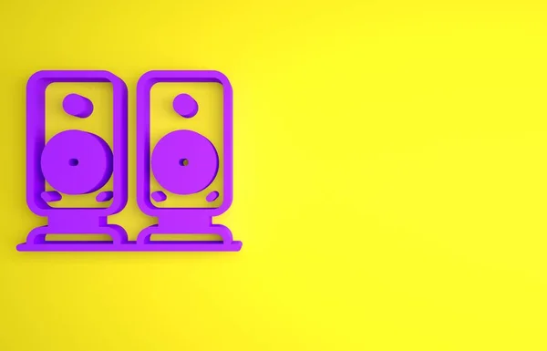 Lila Stereo Högtalare Ikon Isolerad Gul Bakgrund Högtalare För Ljudsystem — Stockfoto