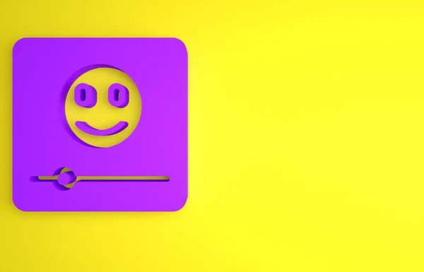 Ikona Odtwarzacza Purple Music Żółtym Tle Przenośne Urządzenie Muzyczne Koncepcja — Zdjęcie stockowe