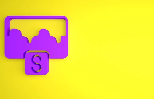 Purple Music Wave Equalizer Icon Isolated Yellow Background Sound Wave — Stock Photo, Image