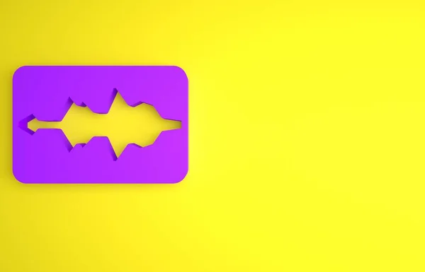 Піктограма Вирівнювання Музичних Хвиль Фіолетового Кольору Ізольовано Жовтому Тлі Звукова — стокове фото