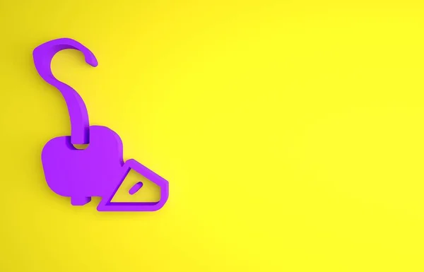 紫色のマジックスタッフアイコン黄色の背景に隔離されました 魔法の杖 最小限の概念 3Dレンダリング図 — ストック写真