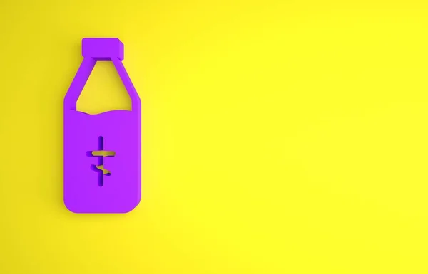 Icono Botella Agua Bendita Púrpura Aislado Sobre Fondo Amarillo Frasco —  Fotos de Stock