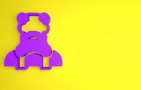 紫色祭司图标孤立在黄色背景 最低纲领的概念 3D渲染说明 — 图库照片