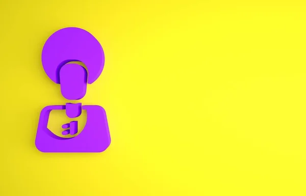 Ікона Фіолетового Ісуса Христа Ізольована Жовтому Тлі Концепція Мінімалізму Рендеринг — стокове фото