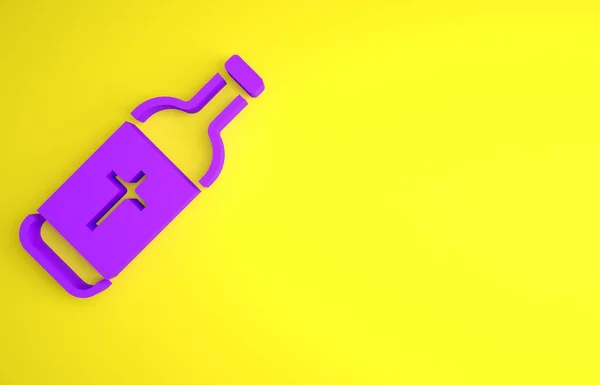 Фиолетовый Значок Бутылки Святой Воды Изолированы Желтом Фоне Стеклянная Фляжка — стоковое фото