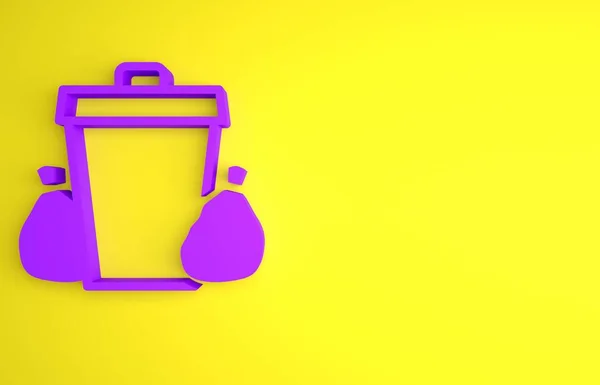 Purple Trash Μπορεί Εικονίδιο Απομονώνονται Κίτρινο Φόντο Σήμα Σκουπιδοτενεκέ Ανακυκλώστε — Φωτογραφία Αρχείου