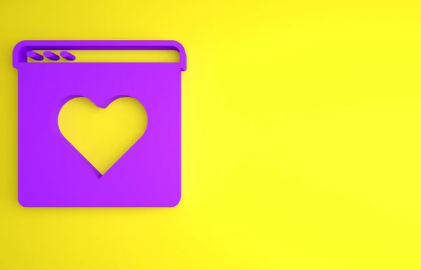 Lila Dating App Online Laptop Konzept Symbol Isoliert Auf Gelbem — Stockfoto