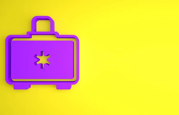Lila Verbandskasten Symbol Isoliert Auf Gelbem Hintergrund Medizinische Box Mit — Stockfoto