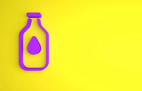 Purple Bottle Water Icon Isolated Yellow Background Soda Aqua Drink — Stock Photo, Image