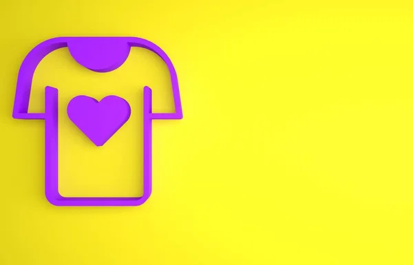 Purple Clothes donation icon isolated on yellow background. Minimalism concept. 3D render illustration.