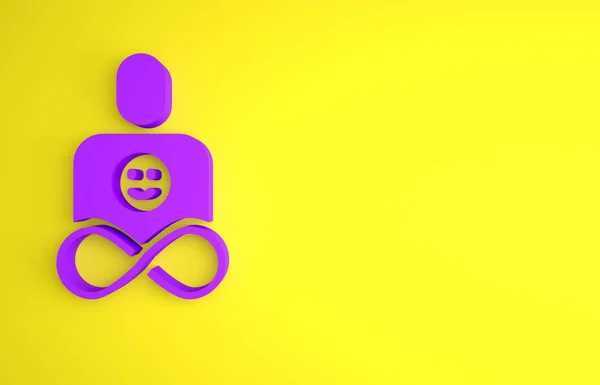 Purple Friends forever icon isolated on yellow background. Everlasting friendship concept. Minimalism concept. 3D render illustration.