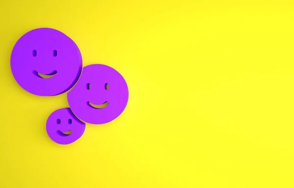 Purple Happy Εικόνα Ημέρα Φιλίας Απομονώνονται Κίτρινο Φόντο Αέναη Φιλία — Φωτογραφία Αρχείου