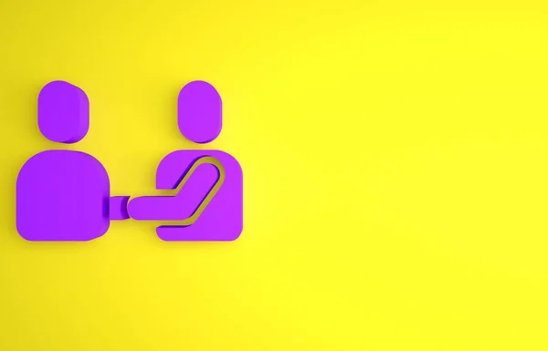 Purple Happy friendship day icon isolated on yellow background. Everlasting friendship concept. Minimalism concept. 3D render illustration.