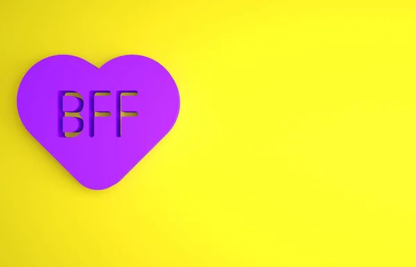 Purple Bff Best Friends Forever Icon Isolated Yellow Background Minimalism — Stock Photo, Image