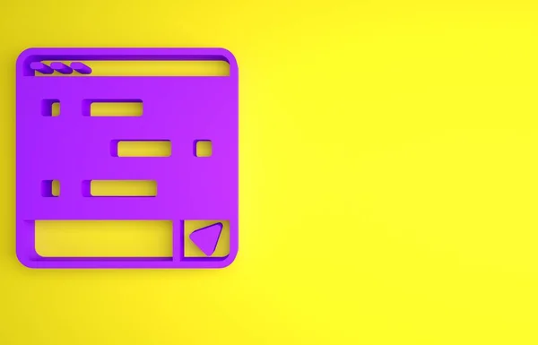 紫黄色の背景に隔離されたラップトップアイコン上の新しいチャットメッセージ通知 スマートフォンチャットミリ秒のメッセージ音声バブル 最小限の概念 3Dレンダリング図 — ストック写真