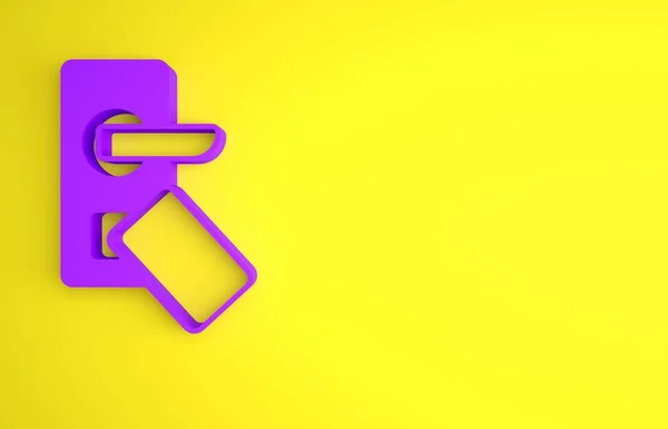 Фіолетовий Цифровий Дверний Замок Бездротовою Технологією Розблокування Піктограми Ізольовано Жовтому — стокове фото