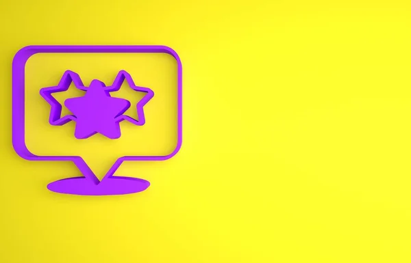 Фіолетовий Ять Зірок Піктограма Оцінки Продукту Клієнта Ізольовані Жовтому Тлі — стокове фото