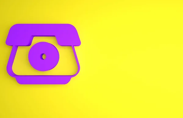 Fioletowy Telefon Ikona Telefonu Izolowane Żółtym Tle Znak Telefonu Koncepcja — Zdjęcie stockowe