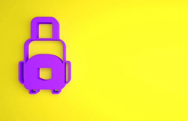 Purple Suitcase Voor Reisicoon Geïsoleerd Gele Achtergrond Reisbagagebord Reisbagage Icoon — Stockfoto