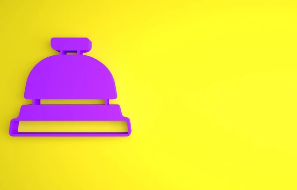 stock image Purple Hotel service bell icon isolated on yellow background. Reception bell. Minimalism concept. 3D render illustration.