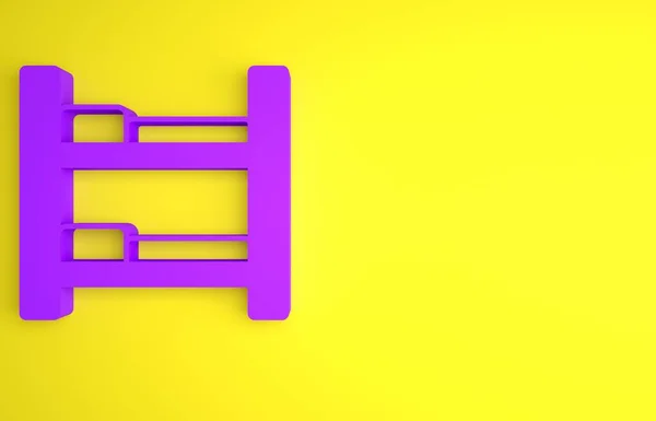 Фіолетовий Номер Кімнати Ліжка Ікона Ізольована Жовтому Тлі Концепція Мінімалізму — стокове фото