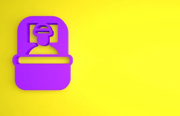 Фіолетова Піктограма Спального Мішка Ізольована Жовтому Тлі Концепція Мінімалізму Ілюстрація — стокове фото