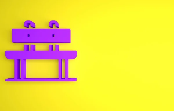 Μοβ Bench Εικονίδιο Απομονώνονται Κίτρινο Φόντο Μινιμαλιστική Έννοια Εικονογράφηση — Φωτογραφία Αρχείου