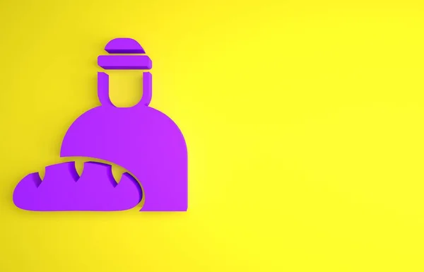 Фиолетовый Кормление Бездомной Иконы Желтом Фоне Помощь Поддержка Давать Пищу — стоковое фото