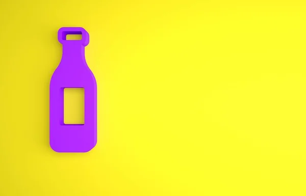 Botella Púrpura Icono Agua Aislado Sobre Fondo Amarillo Signo Bebida —  Fotos de Stock