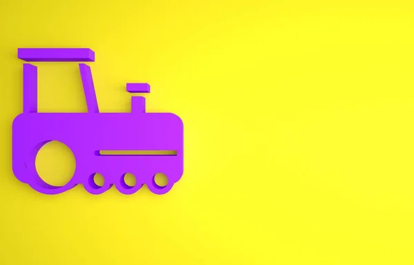 Ícone Trem Brinquedo Roxo Isolado Fundo Amarelo Conceito Minimalismo Ilustração — Fotografia de Stock