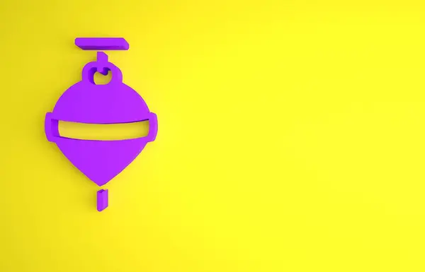 Фіолетовий Іграшковий Значок Whirligig Ізольований Жовтому Тлі Концепція Мінімалізму Ілюстрація — стокове фото