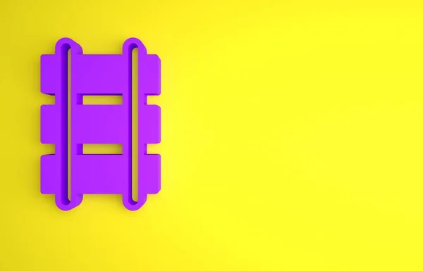 Фіолетова Іграшкова Залізниця Значок Залізничної Колії Ізольовано Жовтому Тлі Концепція — стокове фото