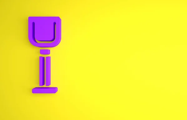 黄色の背景に隔離された紫のシャベルおもちゃのアイコン 最小限の概念 3Dレンダリング図 — ストック写真
