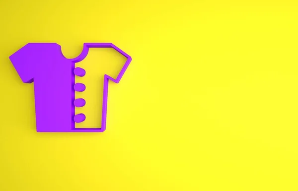 紫色婴儿T恤图标孤立在黄色背景 婴儿服装的象征 孩子穿标志 最低纲领的概念 3D渲染说明 — 图库照片