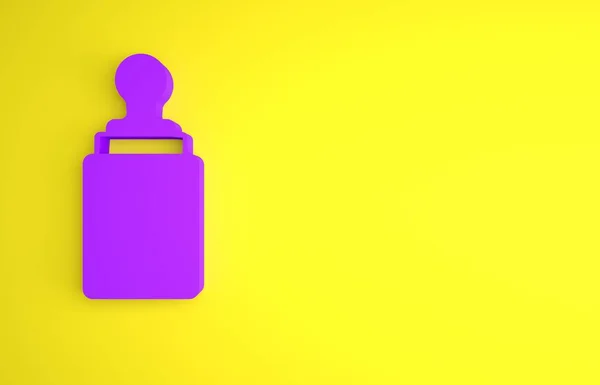 紫色婴儿瓶图标孤立在黄色背景 喂瓶子图标 奶瓶标志 最低纲领的概念 3D渲染说明 — 图库照片