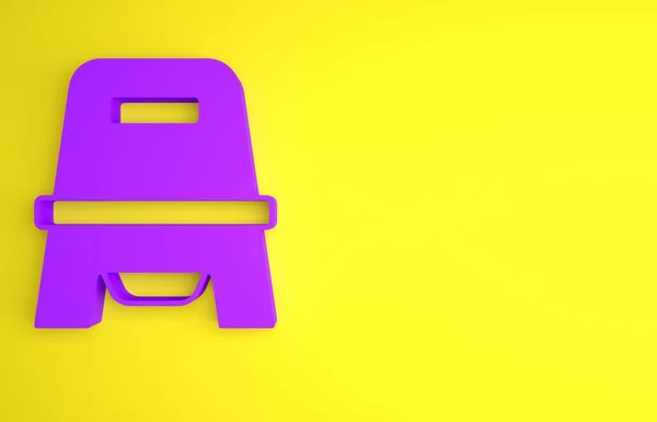 紫色婴儿便盆图标孤立在黄色背景 室内壶 最低纲领的概念 3D渲染说明 — 图库照片