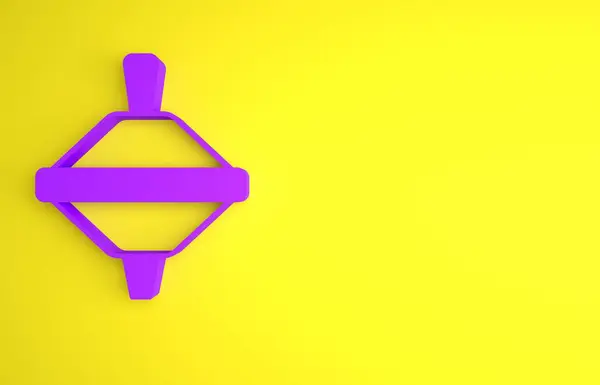 紫色的漩涡玩具图标孤立在黄色的背景 最低纲领的概念 3D渲染说明 — 图库照片