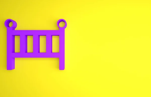 Фиолетовый Детская Кроватка Кроватка Значок Кровати Изолированы Желтом Фоне Концепция — стоковое фото
