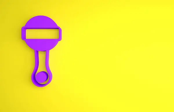 Иконка Детской Игрушки Purple Rattle Выделена Желтом Фоне Знак Мешок — стоковое фото