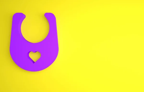 Purple Baby Bib Icon Isolated Yellow Background Minimalism Concept Render — Stock Photo, Image