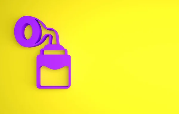 Ikona Purple Prsa Čerpadla Izolované Žlutém Pozadí Minimalismus Vykreslování — Stock fotografie