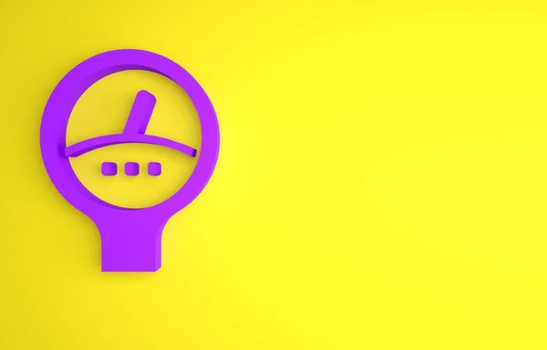 Фиолетовый Значок Шкалы Индикатора Выделен Желтом Фоне Удовлетворение Температура Манометр — стоковое фото