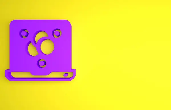 Фиолетовый Значок Химической Формулы Выделен Желтом Фоне Абстрактный Шестиугольник Инновационной — стоковое фото