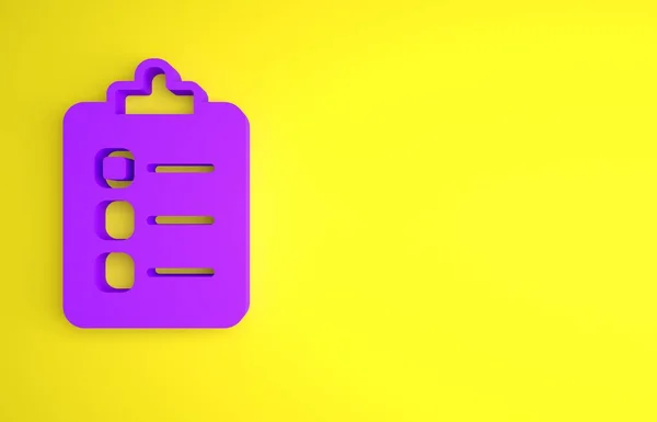 Фіолетовий Щоб Зробити Список Або Піктограму Планування Ізольовано Жовтому Тлі — стокове фото